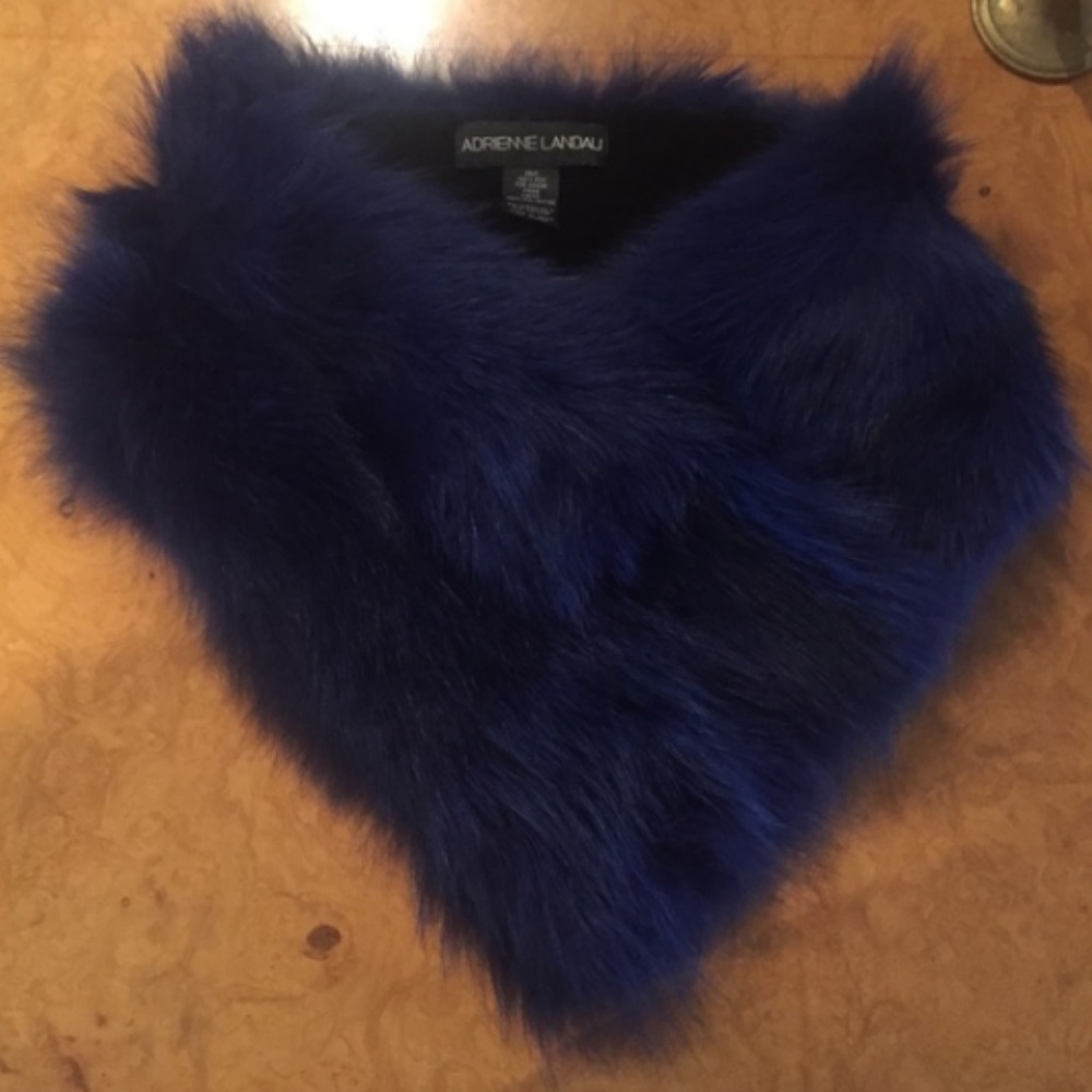 Adrienne Landau Blue Fur Collar